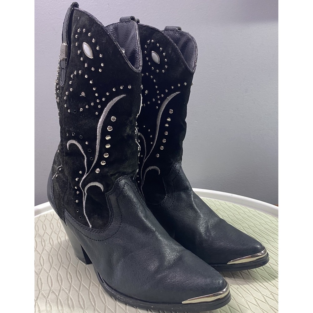 Dingo Ava Womens‎ Western Cowgirl Cowboy Leather Boots Black Sz.6M